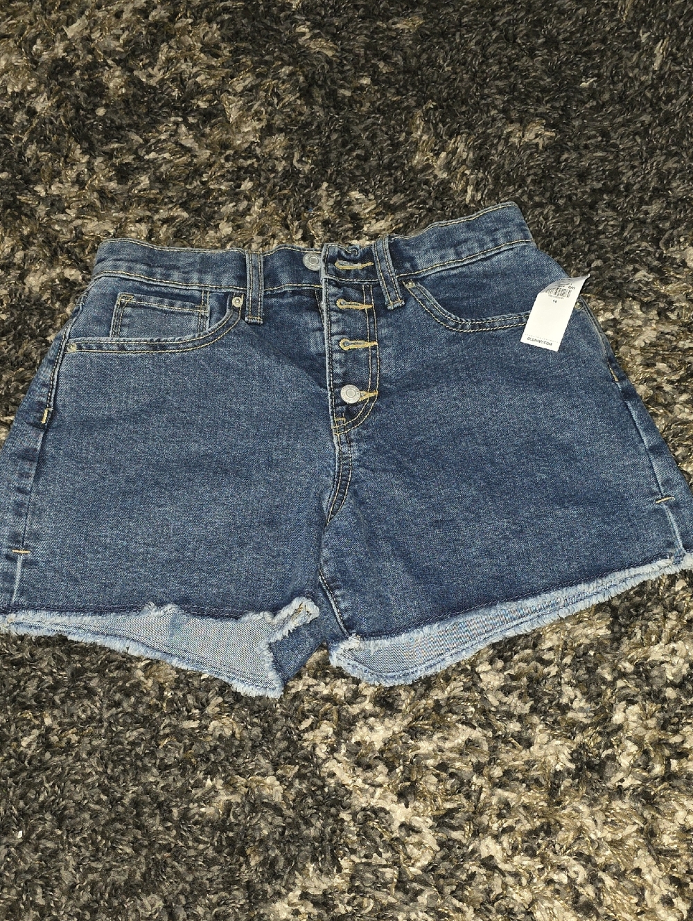 Old Navy Dark Blue Denim Button-Fly Frayed Hem Shorts